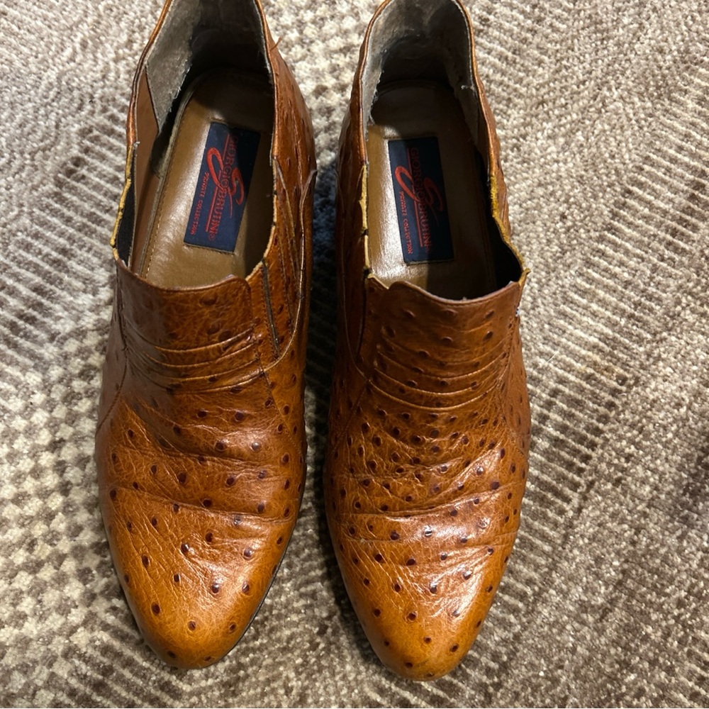Giorgio Brutini Private Collection Brown Ostrich Loafer 12M - Picture 3 of 9